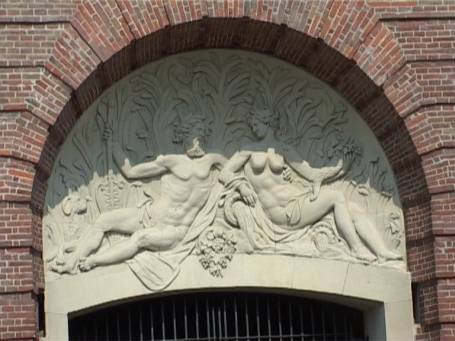 Wesel : Berliner-Tor-Platz, Berliner Tor, im Torbogen Minerva und Herakles